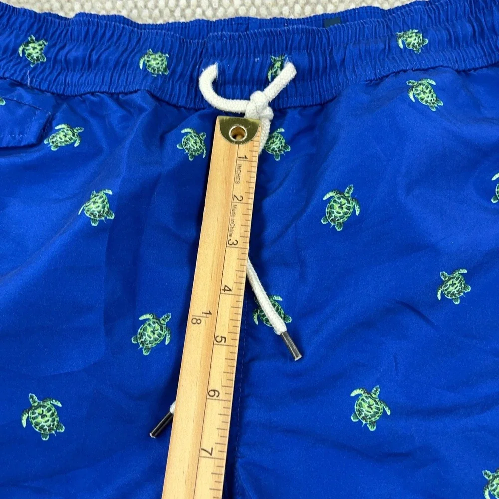 Polo Ralph Lauren Swim Trunks Men Medium Blue Turtle Print Board Shorts‎ 33